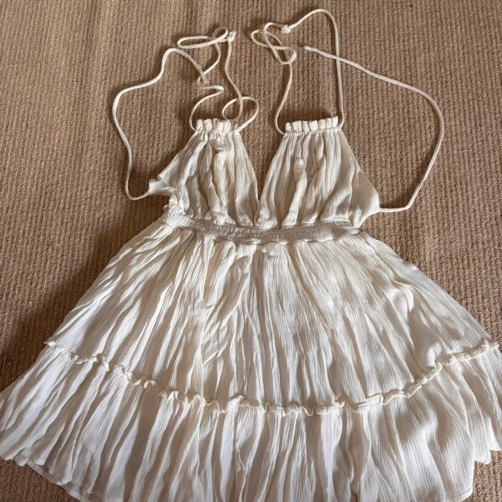 Boohoo Ivory Halter Midi Dress